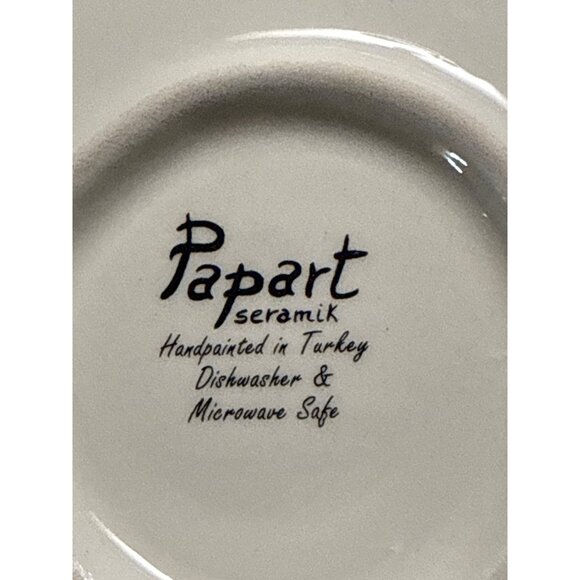 Set Of 4 Papart Seramik 10.5” Handpainted Dinner Plates Blue Aqua Coastal Turkey - Picture 4 of 5